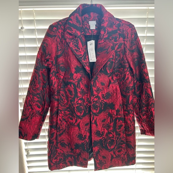 Chico's Jackets & Blazers - Chico Jacket, size 1, NWT, red & black, 2 eye hook closures and 2 side pockets